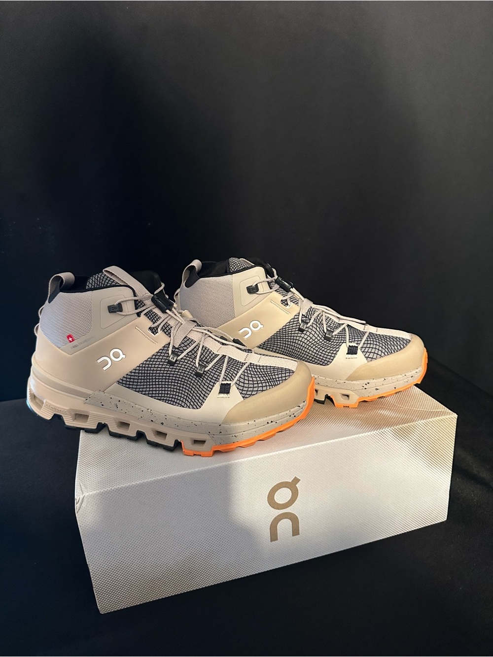 On Running Mid-Top Trail Shoes - Gray with Orange Accents